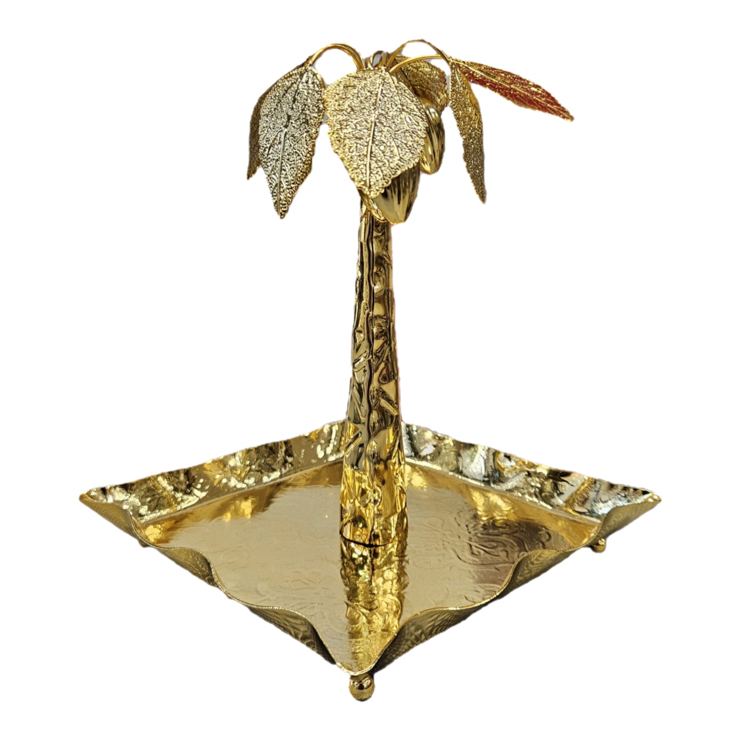 Metal square Dish Holder for Jewelry, Coconut Tree Jewelry Dish Ring Holder, Trinket Dish Jewelry Organizer Showpiece