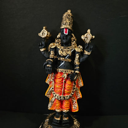 Black & Gold Plated Tirupati Balaji Idol Religious Figurine For Pooja Decorative Showpiece