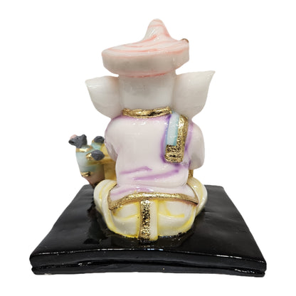Munshi Ganesh Idol, Multicolor, Premium Resin, Hand-Painted Glossy Finish, for Office Desk and Study Table