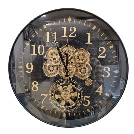 Large size Rotating Moving Gears Wall Clock Industrial Steampunk Real Moving Gear Designer Wall Clock for Living Room Home Decor