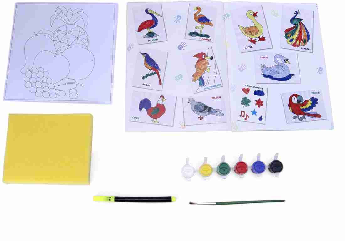 Junior Finger Painting nature learn 8 new finger painting techniques. 16 sheets of paint paper, 6 safe, colourful paints, 6 Sponge shapes. Perfect for little artists to explore and express their creativity.