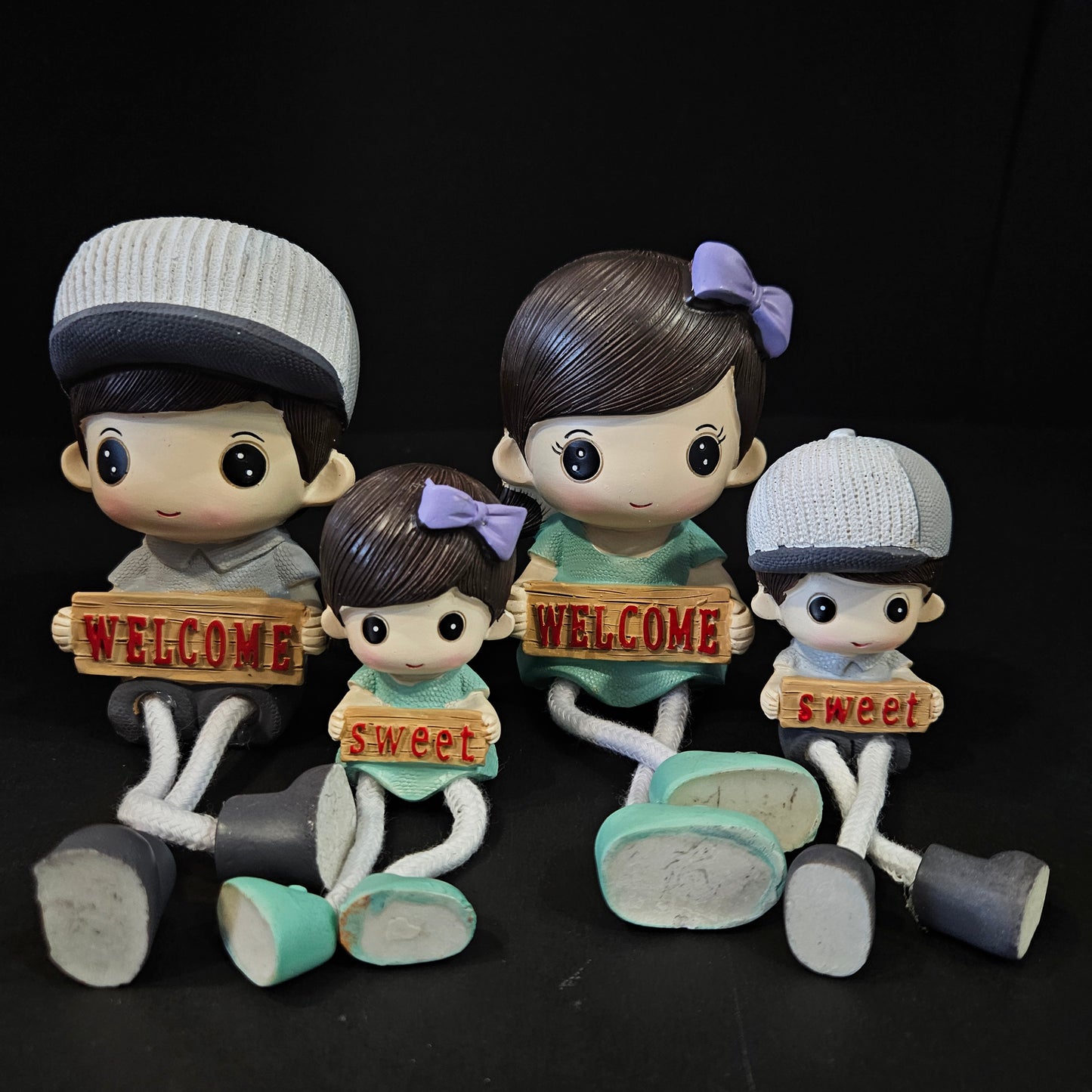 Cartoon Resin Outseam 4pieces set Dolls Hanging Feet Doll Home Wall Decoration