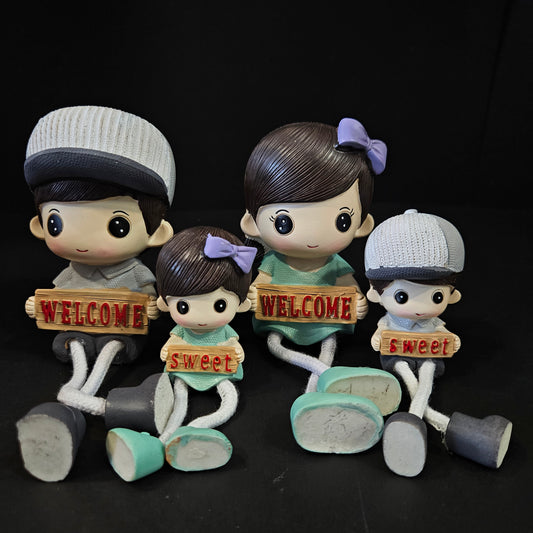 Cartoon Resin Outseam 4pieces set Dolls Hanging Feet Doll Home Wall Decoration