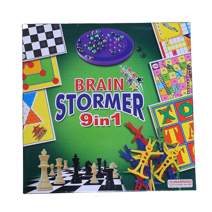Brain Stormer 9 in 1 | A Complete Entertainment Board Games | Fun for The Whole Family & Friends to Play Party & Fun Games Board Game for Kids |Brain Games for Kids