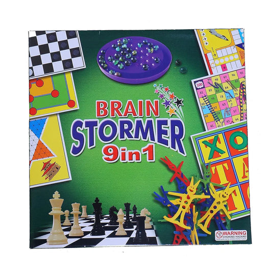 Brain Stormer 9 in 1 | A Complete Entertainment Board Games | Fun for The Whole Family & Friends to Play Party & Fun Games Board Game for Kids |Brain Games for Kids