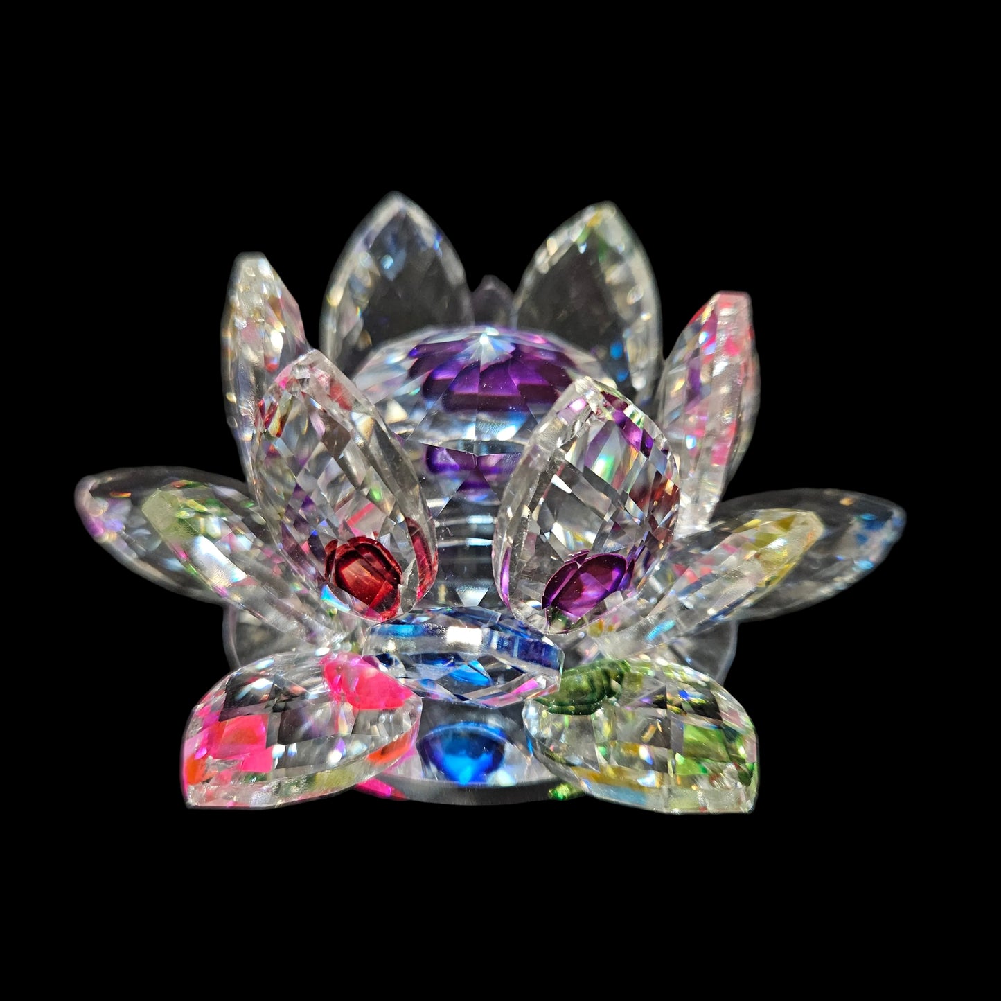 Lotus Crystal Flower Feng Shui Vastu Products Showpiece for Good Luck Prosperity Health & Wealth for Home Decor & Gift