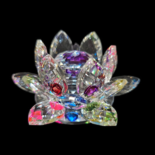 Lotus Crystal Flower Feng Shui Vastu Products Showpiece for Good Luck Prosperity Health & Wealth for Home Decor & Gift