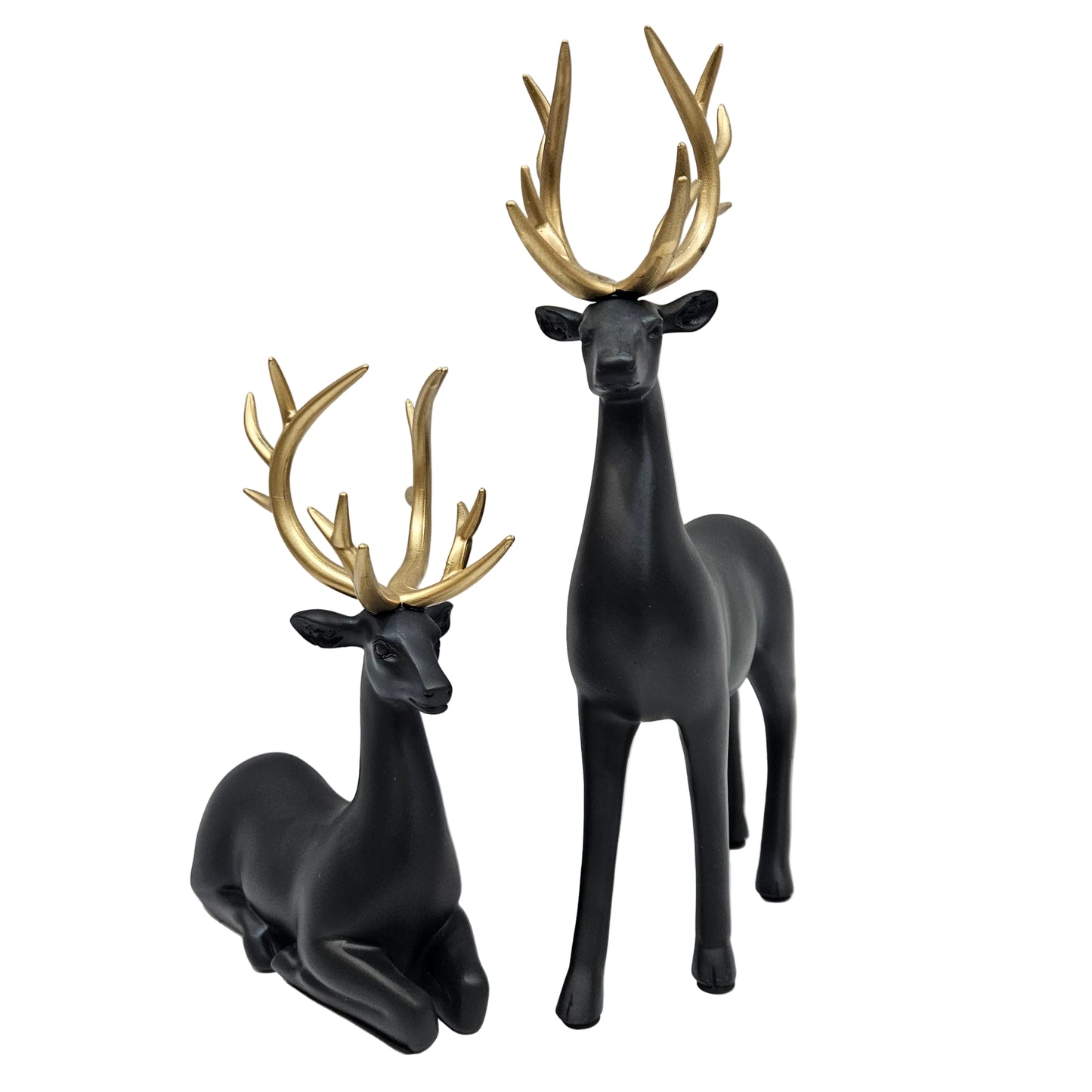 2Pcs set Reindeer Sculpture Resin Christmas Reindeer Elk Christmas Home Decor