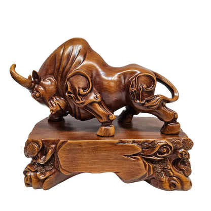 Lucky Feng Shui Bull Sculpture in Brown Decorative Showpiece Animal Figurine