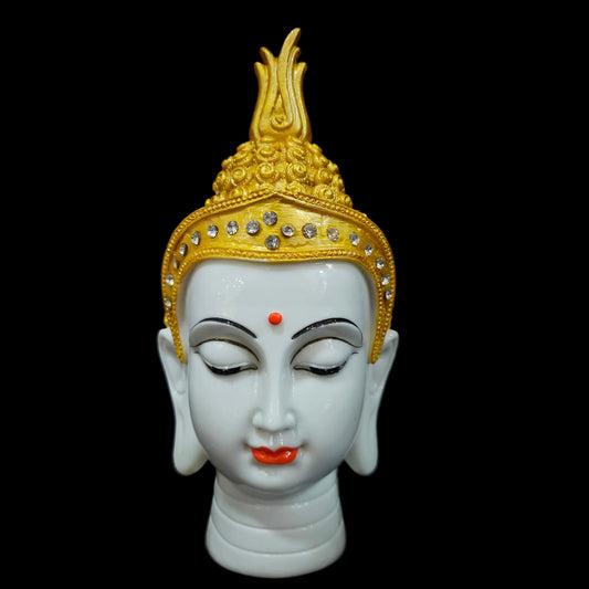 Buddha Head Yellow Golden Statue for Home & Garden Dcor | Healing Spirit Figurine for Living Room, Bedroom | Invoke Peace, Health, and Happiness