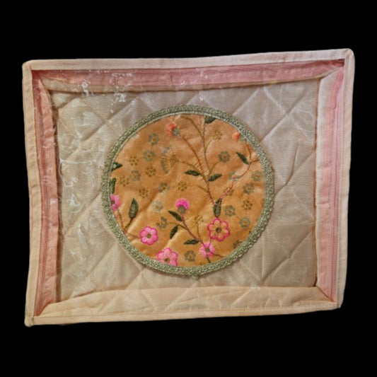 Classy embroidery floweral Designer Transparent Zipper Saree storage bag