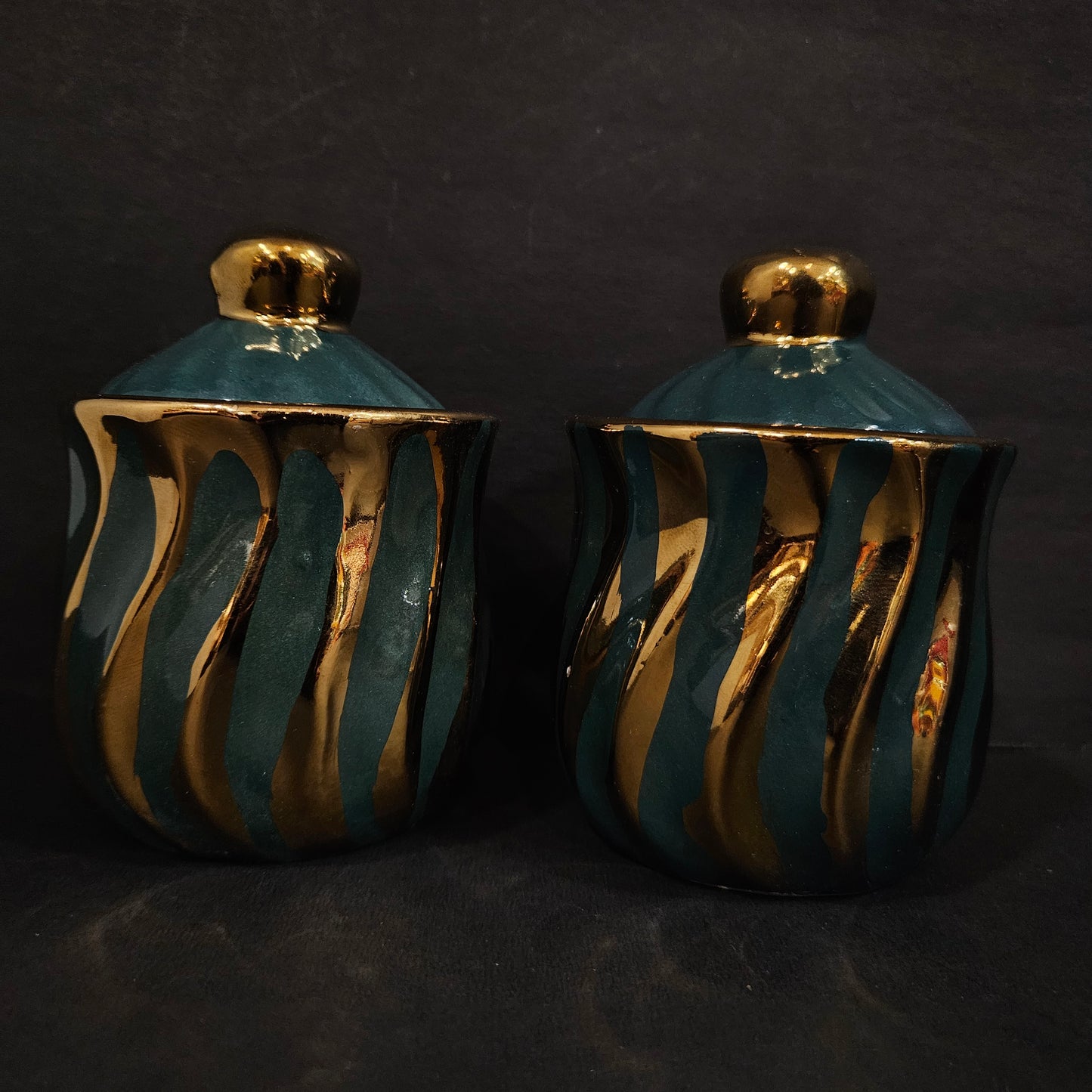 Silver fantasy creamic 2 piece storage jar set for multi purpose usage