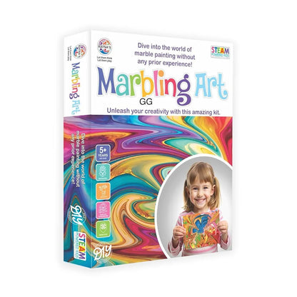 Ratna's Marbling Paint Art & Crafts Kit - Water Marble Painting Set, Craft Kits for Girls & Boys, 12 Vibrant Colors & 40 Sketch Papers, STEM Engaging Activities, Water Marbling - For Kids 4+ Years