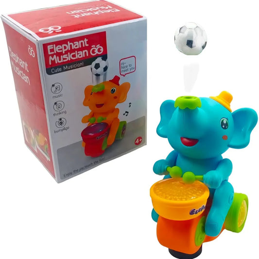 Cute Elephant Musician Toy with Levitation Ball on Nose Along with Dazzling Light Drum Sound Music and Elephant Sound for Baby Toys and Toys for Boy Girl