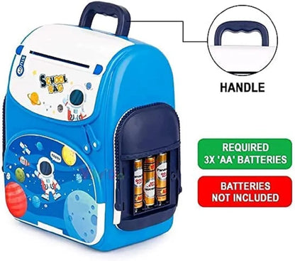 Money safe School Bag ATM Piggy Bank Money Saving Bank Musical Money Safe for Kids with Finger Print Sensor Backpack Coin Bank for Gifts Money Cash Coin