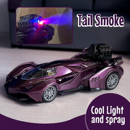 Remote Control Spray Racing Car High-Speed Battery-Powered RC Stunt Vehicle, Stylish Super Sports Car, Toy for Boys & Girls Ages Above 3 years old