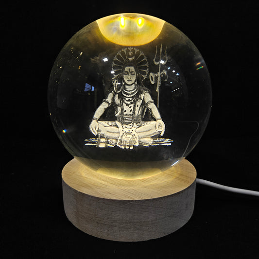 Crystal Ball Night Lamp, Solar System Light, USB Table Colorful Wooden Crystal for Home, Office, Birthday Gift
