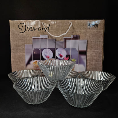 Apex diamond 6 pieces glass bowl set perfect for Return gift