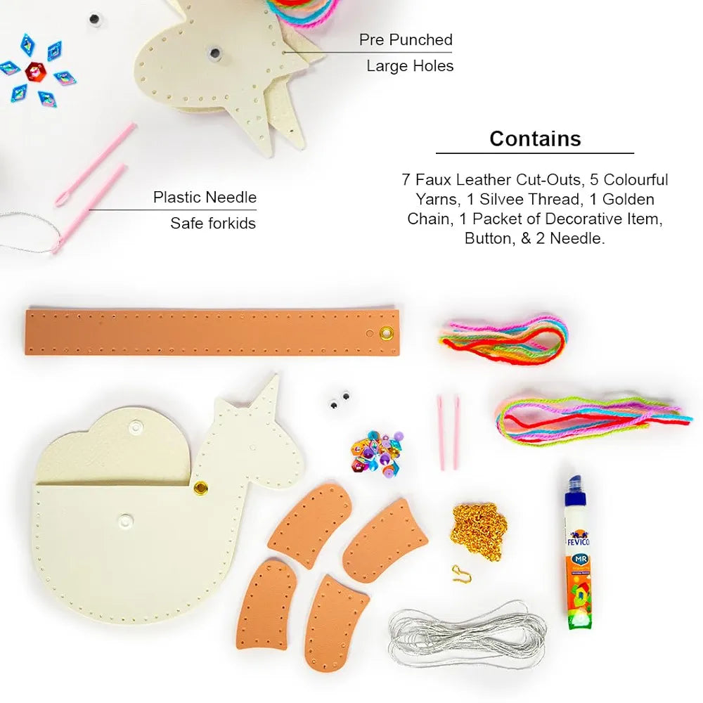 Make Your Own Unicorn Sling Bag DIY Kit, Fun Mess Free Sewing Art and Craft Kit for Kids Ages 6+