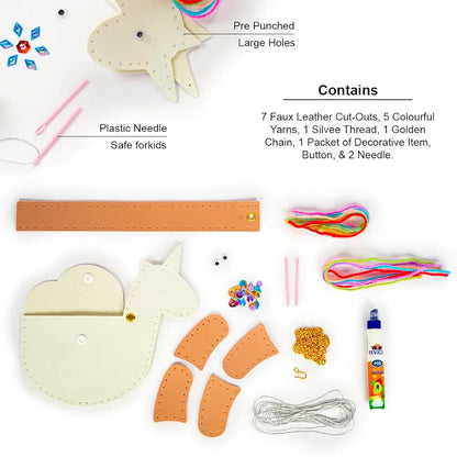 Make Your Own Unicorn Sling Bag DIY Kit, Fun Mess Free Sewing Art and Craft Kit for Kids Ages 6+