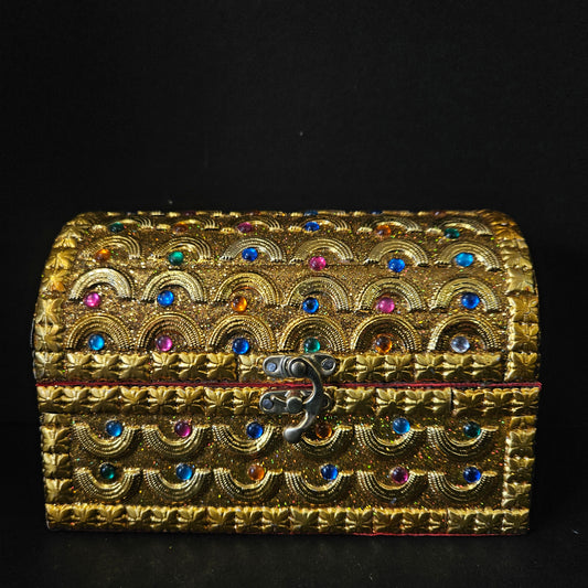 Decorative gems studded velvet tomb shaped- lock jewellery & Gift Box