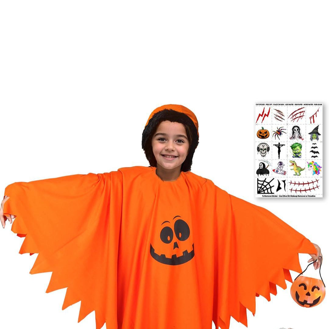 Kids Pumpkin Print Hooded for kids from 2-4 years old Halloween Costume Party
