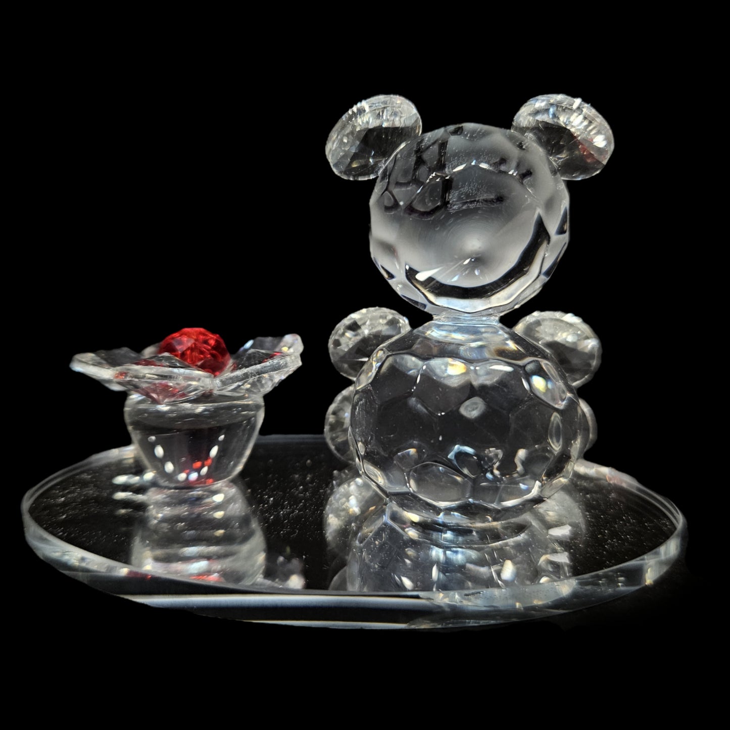 Lilone Valentine Special Clear Crystal Teddy Showpiece Gift for Birthday, Anniversary, Girlfriend and Boyfriend