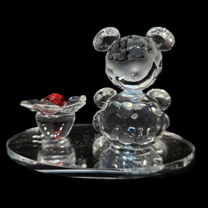 Lilone Valentine Special Clear Crystal Teddy Showpiece Gift for Birthday, Anniversary, Girlfriend and Boyfriend