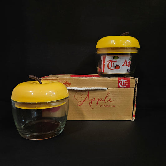 Apple shaped glass storage containers 2piece set for groceries & Dry Fruits Storage purpose