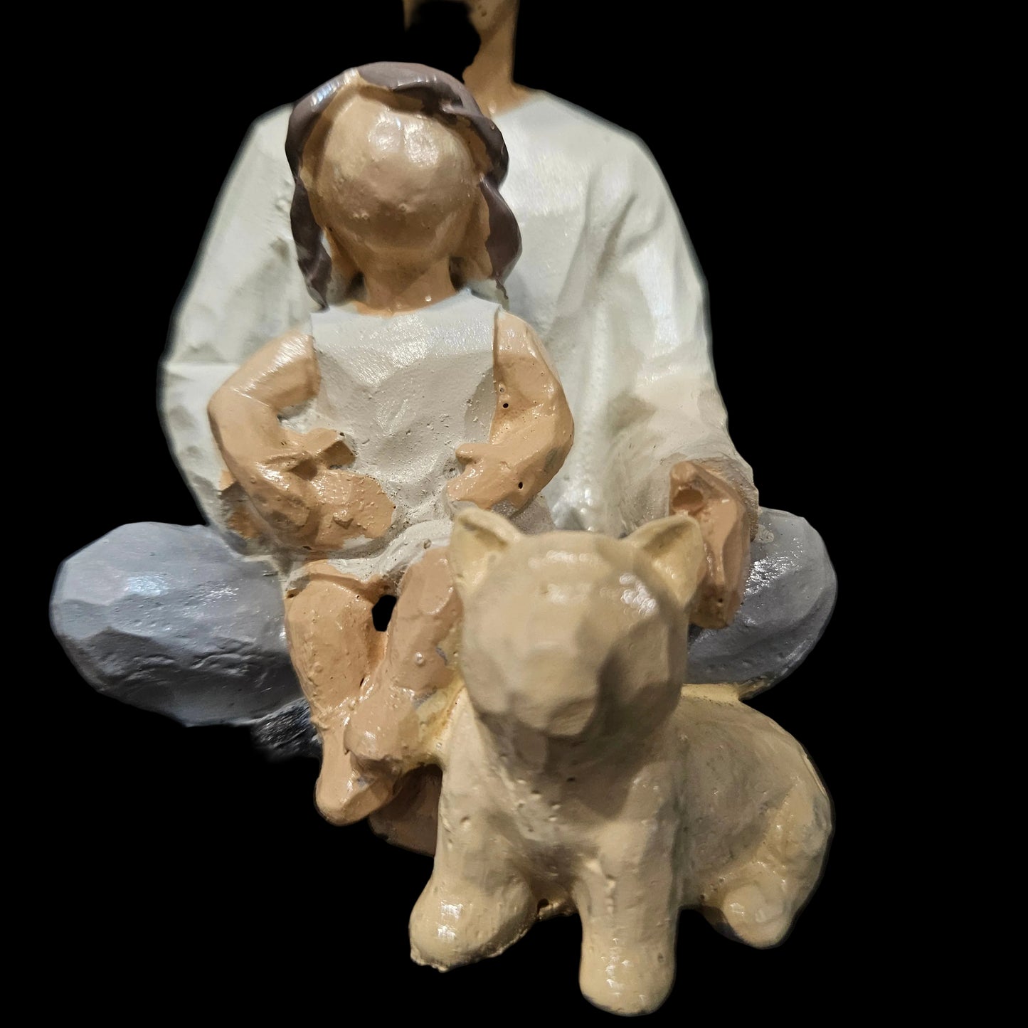 The Father and Daughter with Dog Figurines, Carving a Moment in Time for Fathers and Daughters - Gifts for Fathers Day, Birthday, Grandfathers, Mens, Husband. Sculpture Hand Painted Figure