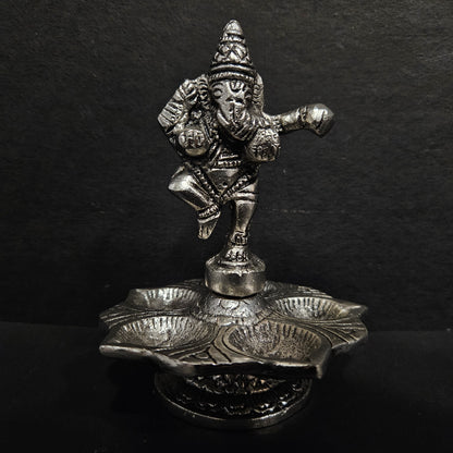 Tirupati Balaji Vilakku Panch Mukhi Silver colour Diya,Vinayaka diya,peacock diya,with Stand Decorative Showpiece