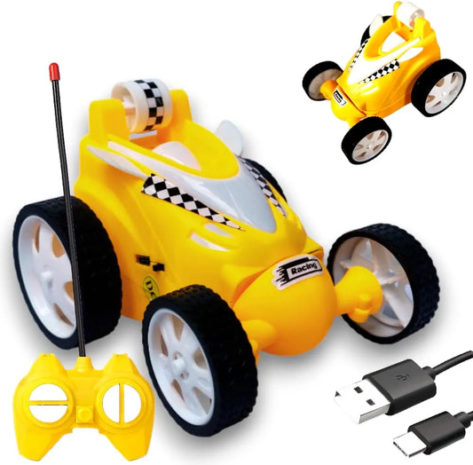 360-Degree Remote Controled Rechargeable Small Stunt Car with USB Charging Cable, 4 Wheel Drive, | High-Speed Action Vehicle for Kids