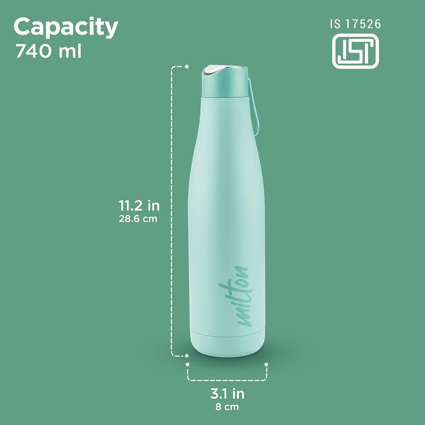 Milton Fame 800 Insulated Inner Stainless Steel Water Bottle with Spout Lid, 1 Piece, 740ml, Pink| Easy Grip | Leak Proof | Hot or Cold | School | Travel Bottle