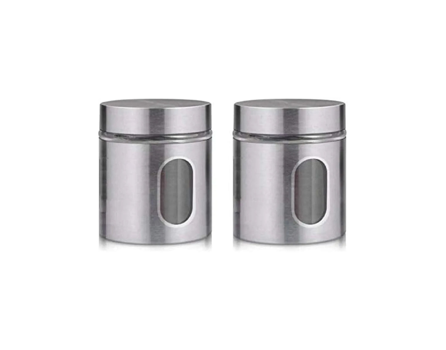 Stainless Steel Kitchen Canister, Airtight Food Storage Jars with Lid, Visible Window Seasoning Cereal Container Organizer, Set of 2 pcs,350ml Each