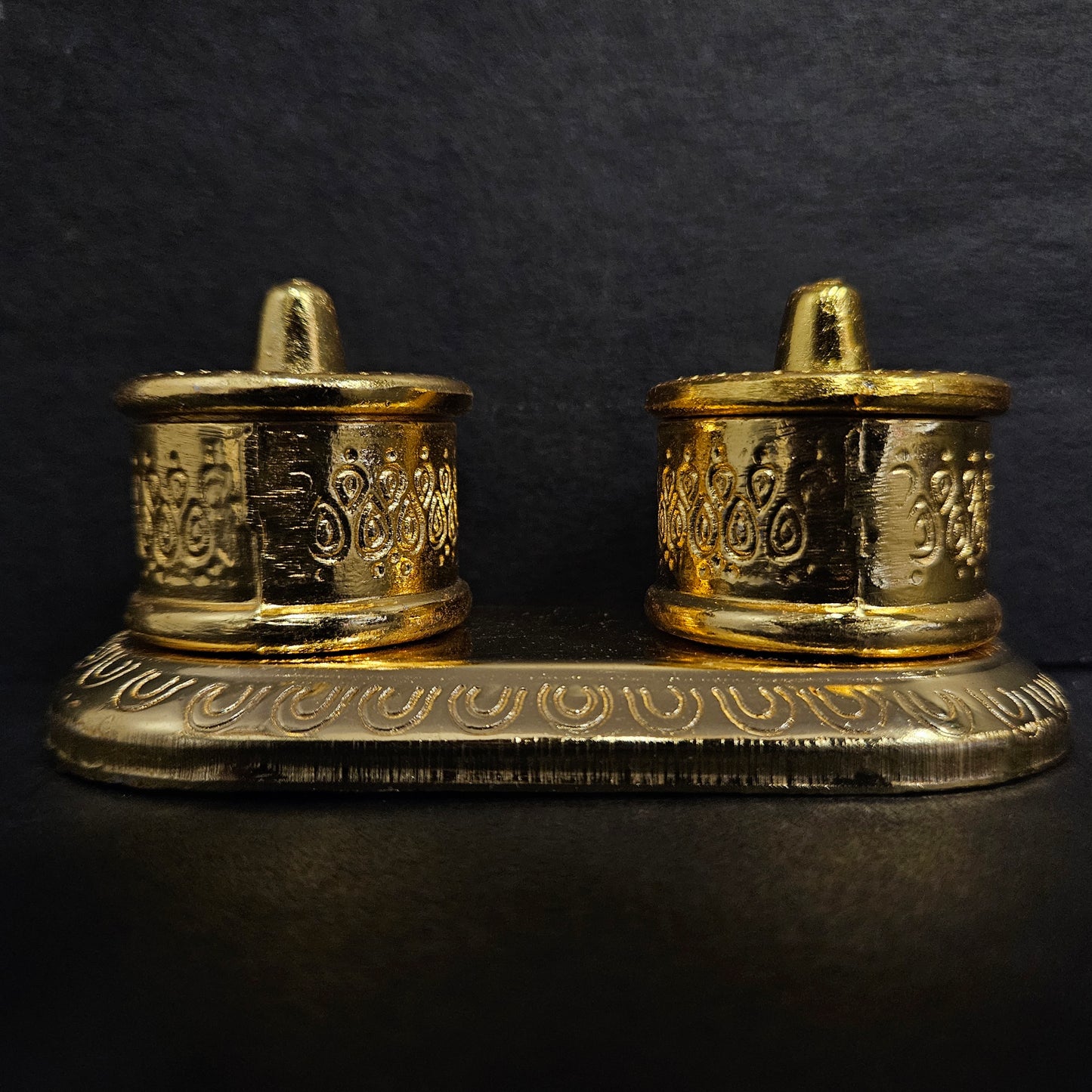 Metal Box With Two Containers For Home Temple Puja Ghar Kumkum