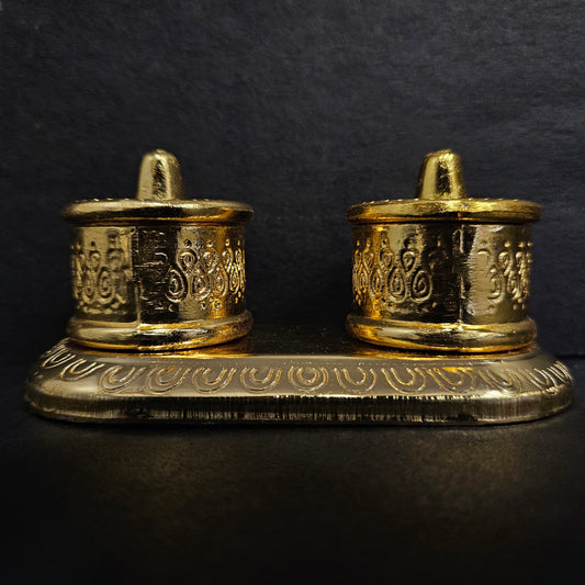 Metal Box With Two Containers For Home Temple Puja Ghar Kumkum