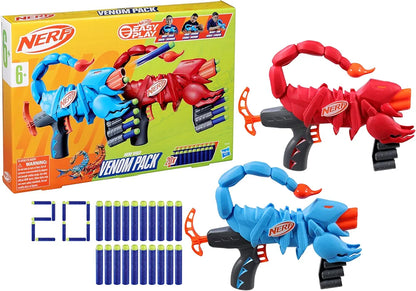 Nerf Wild Venompack, Includes 2 Easy Play Nerf Blasters, Scorpion Designs, 20 Nerf Elite Darts, Snake Toys, Ages 6 years above