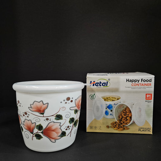 Hetal plastic Happy Food Storage Container the edges are smooth and it gives healthy appearance available in a variety of colors with approx 800ml Capable unbreakable Storage container