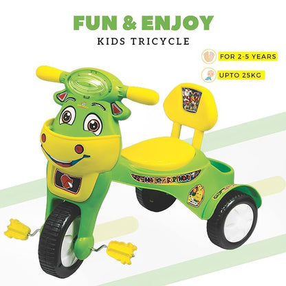 Panda's kids happy birthday tricycle with Lights & music with fun & joy,back support for comfort,front Basket,back Basket & pedal wheels tricycle