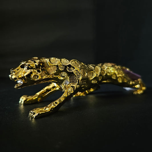 Gold Plated Jaguar Polyresin Showpiece Figurine for desktop & home Decor