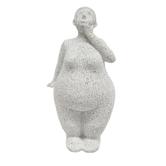Fat Women Yoga Statue Resin Decorative Figurine for Bedroom Desk Living Room White Thinking Showpiece