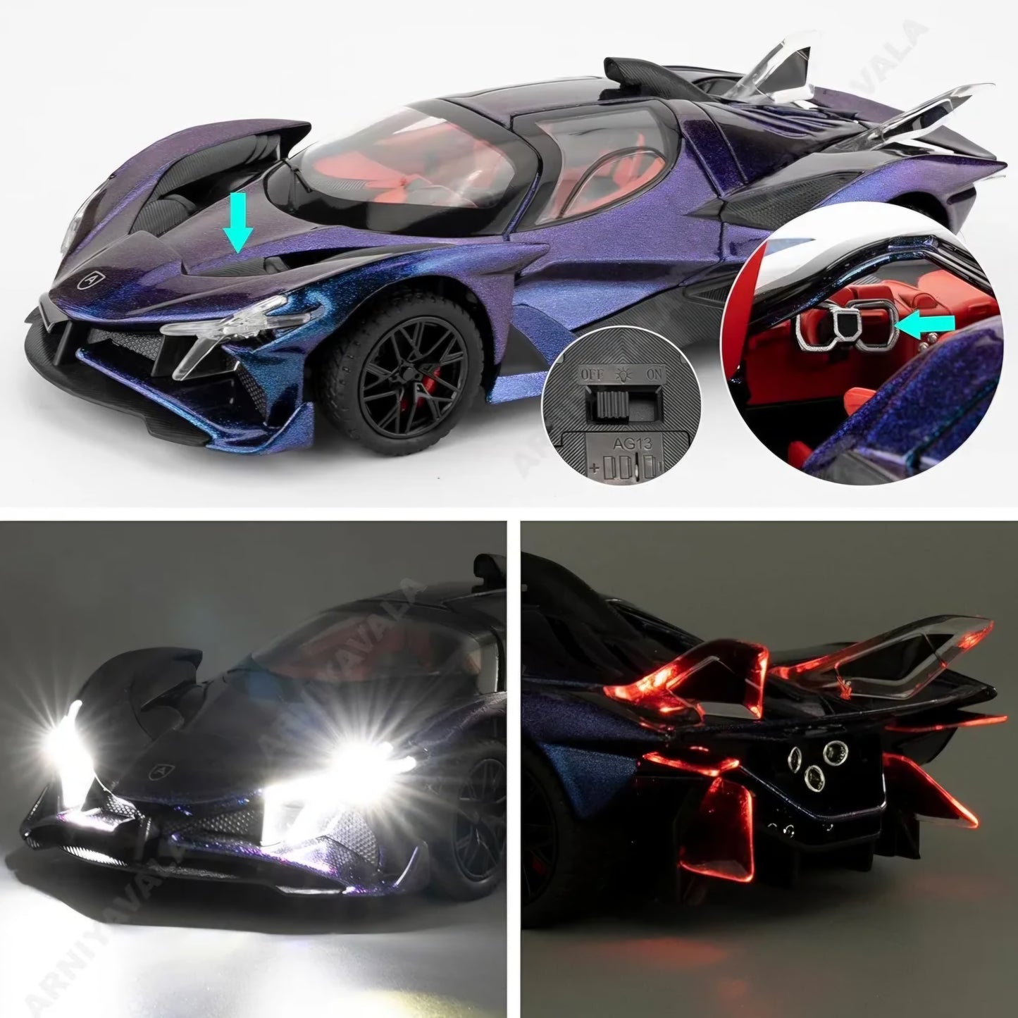 Apollo EVO Alloy Car Model Pull Back Function with Realistic Sound & Bright LED Lights Perfect Toy Die-Cast for Kids & Collectors