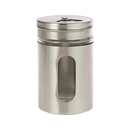 Tabletop 6Pcs Glass Spice Jar Set With metal wheel Stand