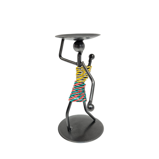 Metal Stick Figure Candle Holder for Tealight – Handcrafted Tribal Art Iron Candle Stand for Home, Living Room & Diwali Decoration, Unique Gift Item