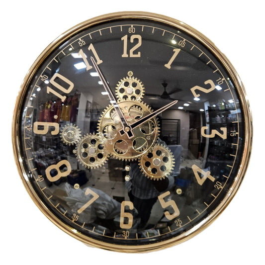 Decorative Gear Wall Clock Rotating Gears, Steampunk-Inspired Design, Quartz Movement, Premium Wall Decor for Living Room