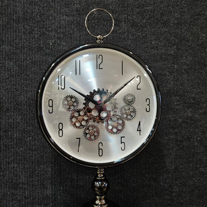 Silent Sweep Noiseless Technology Analog Clock with gears Metal Golden 3D Numbers