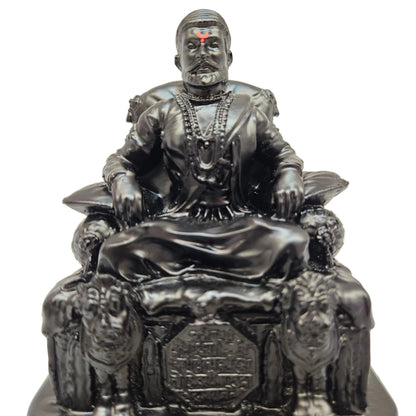 The Legend of Maharashtra Chatrapati Sambhaji Maharaj Murti with Talwar in Matt Black Color for Home Decor