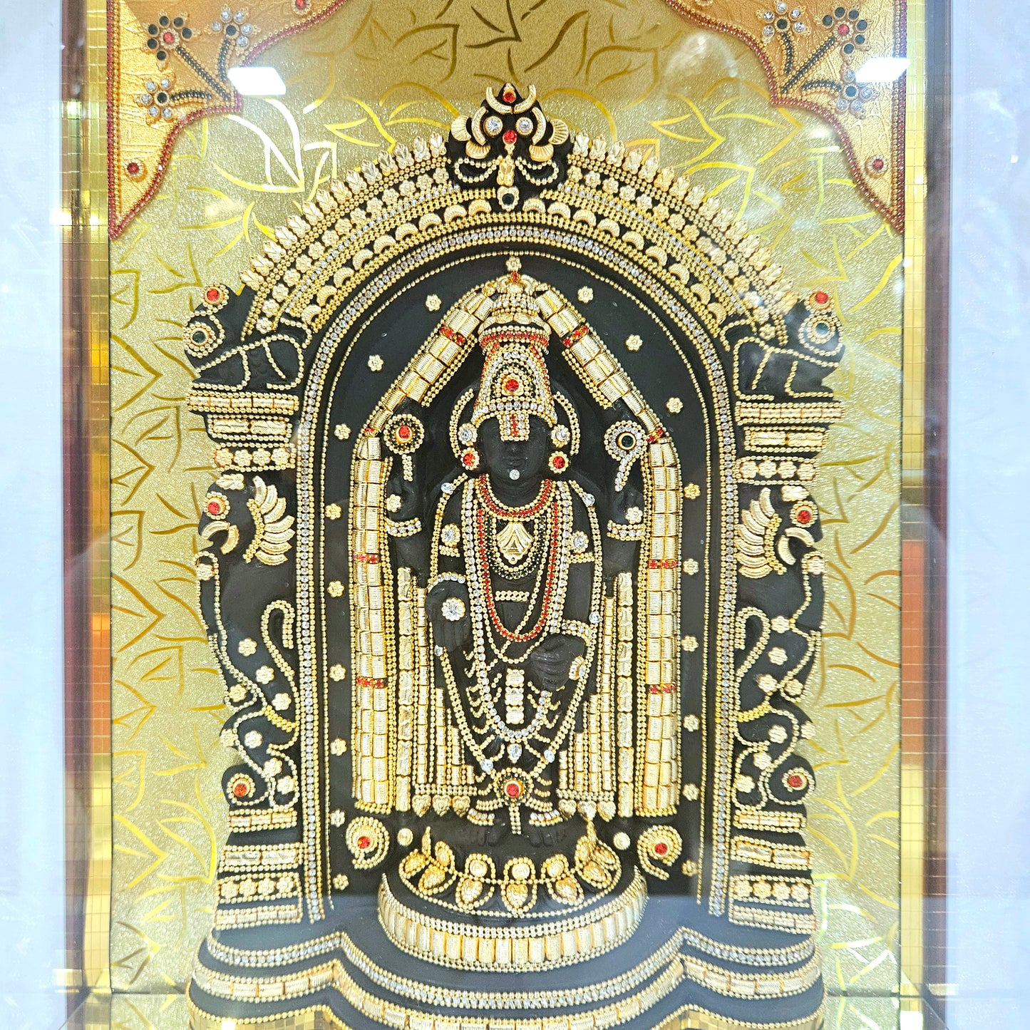 Imported 24carat Gold Plated Cabin Idol with stones Decorated of Lord Balaji for Puja Room Or Home Decor