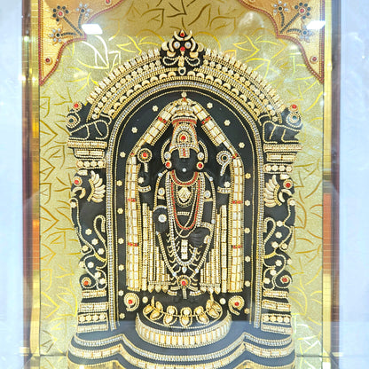 Imported 24carat Gold Plated Cabin Idol with stones Decorated of Lord Balaji for Puja Room Or Home Decor