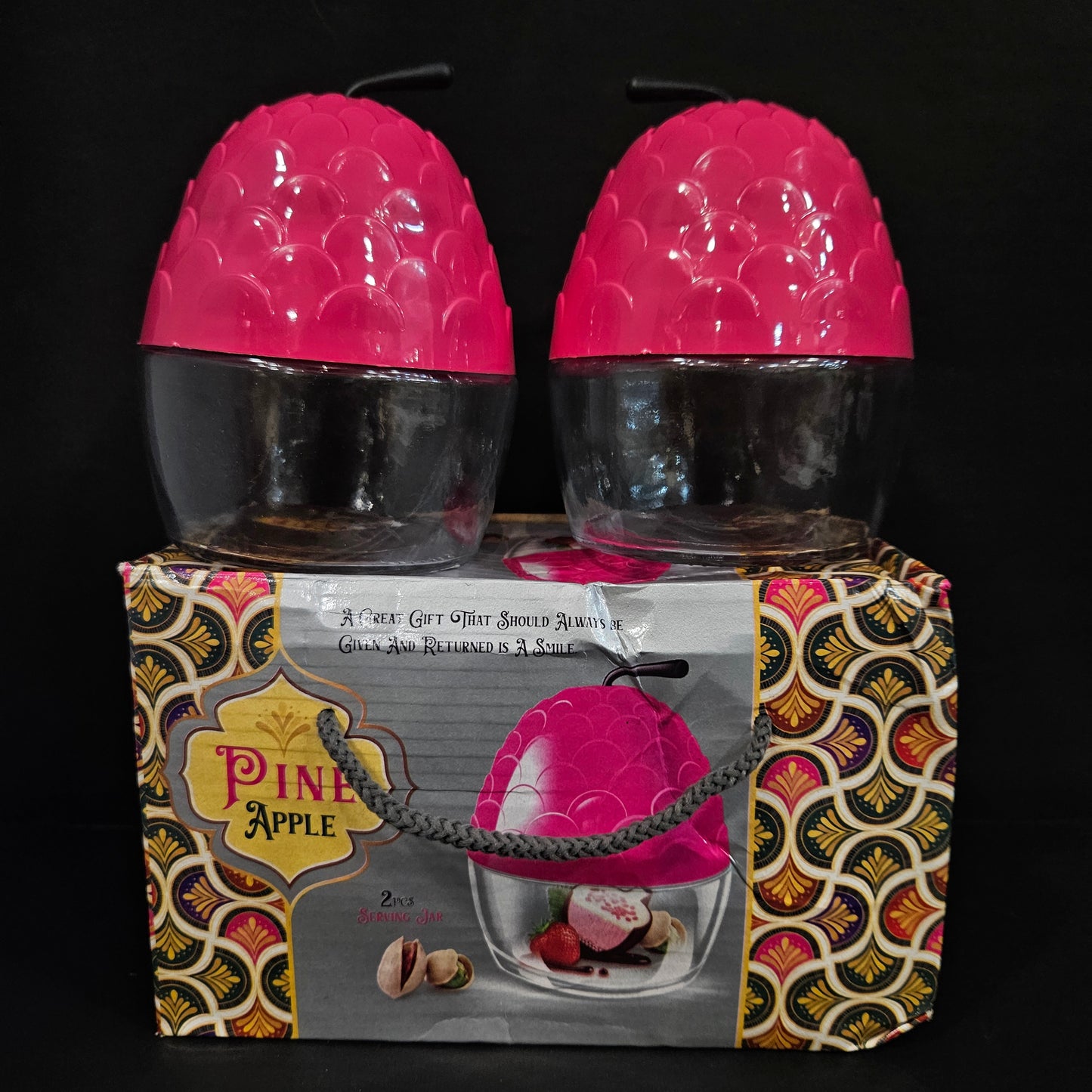 Pine Apple 2 pieces set storage container serving jar for multi purpose usage & for Return gifting purpose
